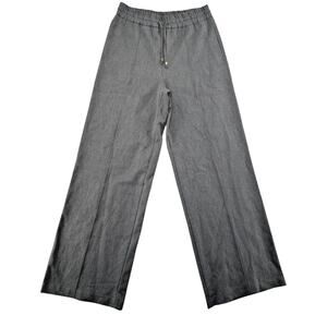 Zara Gray Wide Leg Drawstring Pants Women’s Medium Straight Relaxed Fit